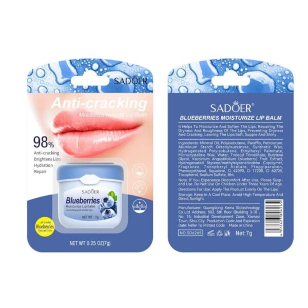 Sadoer - Anti-Cracking Moisturize Lip Balm - Blueberries